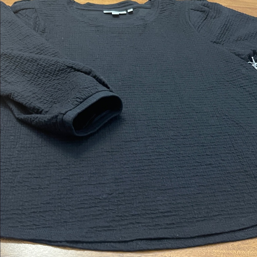 Zenergy by Chicos NWT Black Textured Jacquard 3/4 Sleeve Top Sz 2 or Large